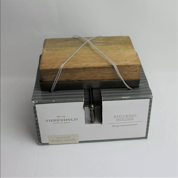 Light Wood and Gold Antique Stocking Holder designed w/ Studio McGee x Threshold - Picture 4 of 6